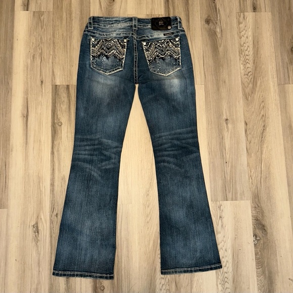 Miss Me y2k vintage Blue Boot Cut Jeans with Vintage Fading - Picture 1 of 6